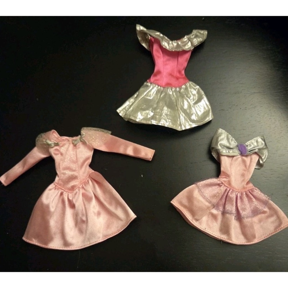 Vintage Barbie Party Dresses Lot Of 3 1990s Barbie Tags Purple Authentic